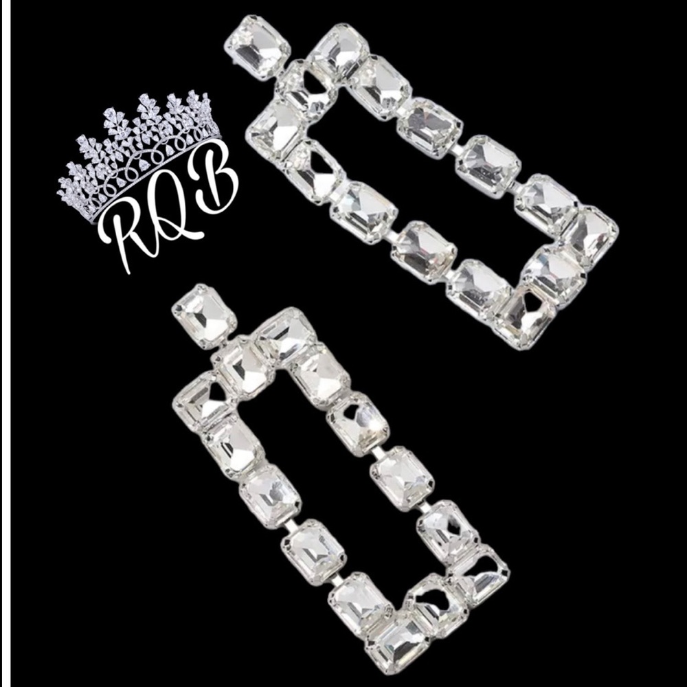 Clear Crystal Geometric Pageant Earrings